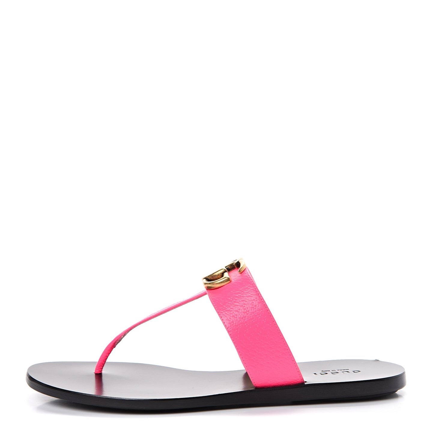 Calfskin GG Marmont Thong Sandals 37 Fuxia Fluo