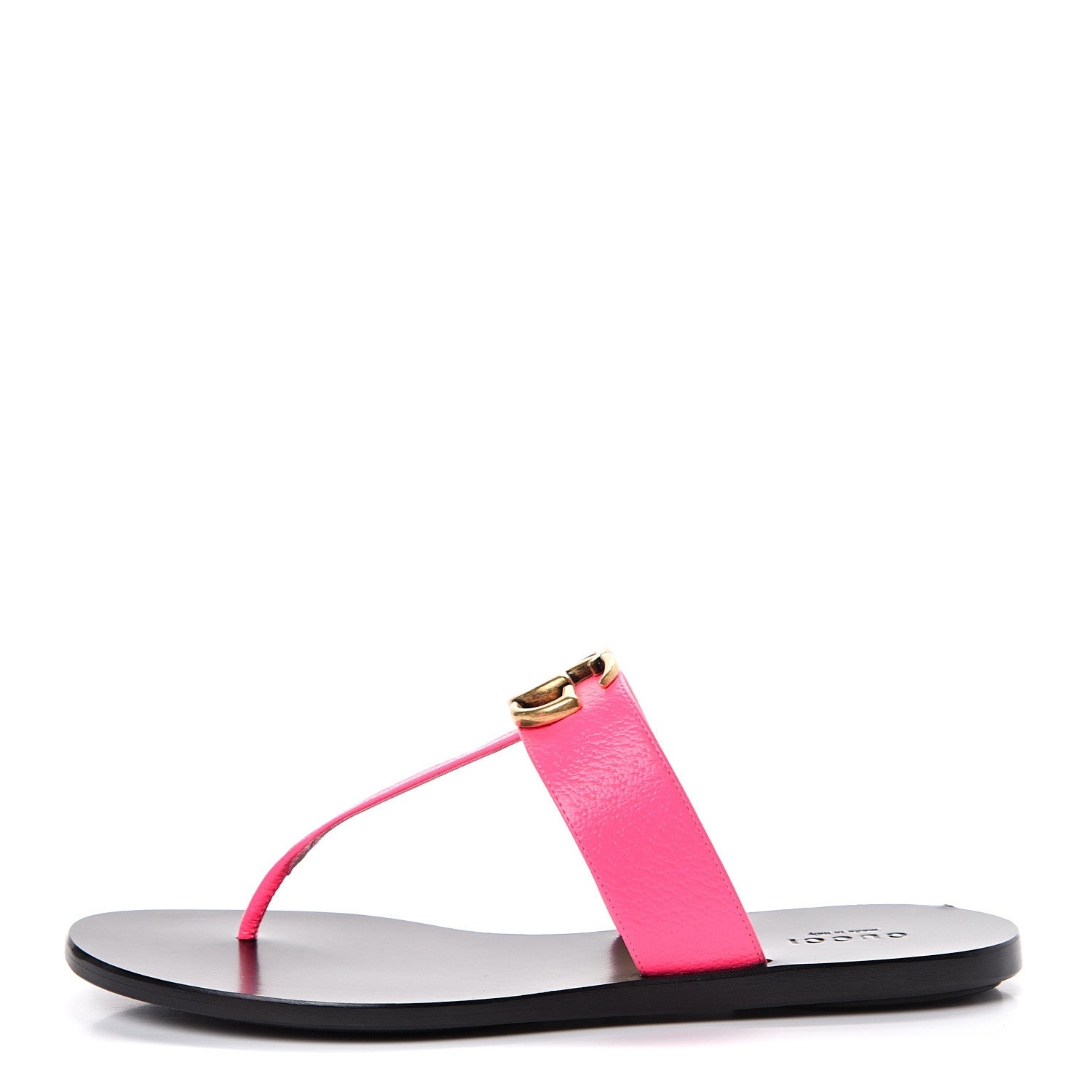 Gucci Calfskin GG Marmont Thong Sandals 37 Fuxia Fluo 1 of 11