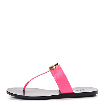 Gucci Calfskin GG Marmont Thong Sandals 37 Fuxia Fluo 1 of 11