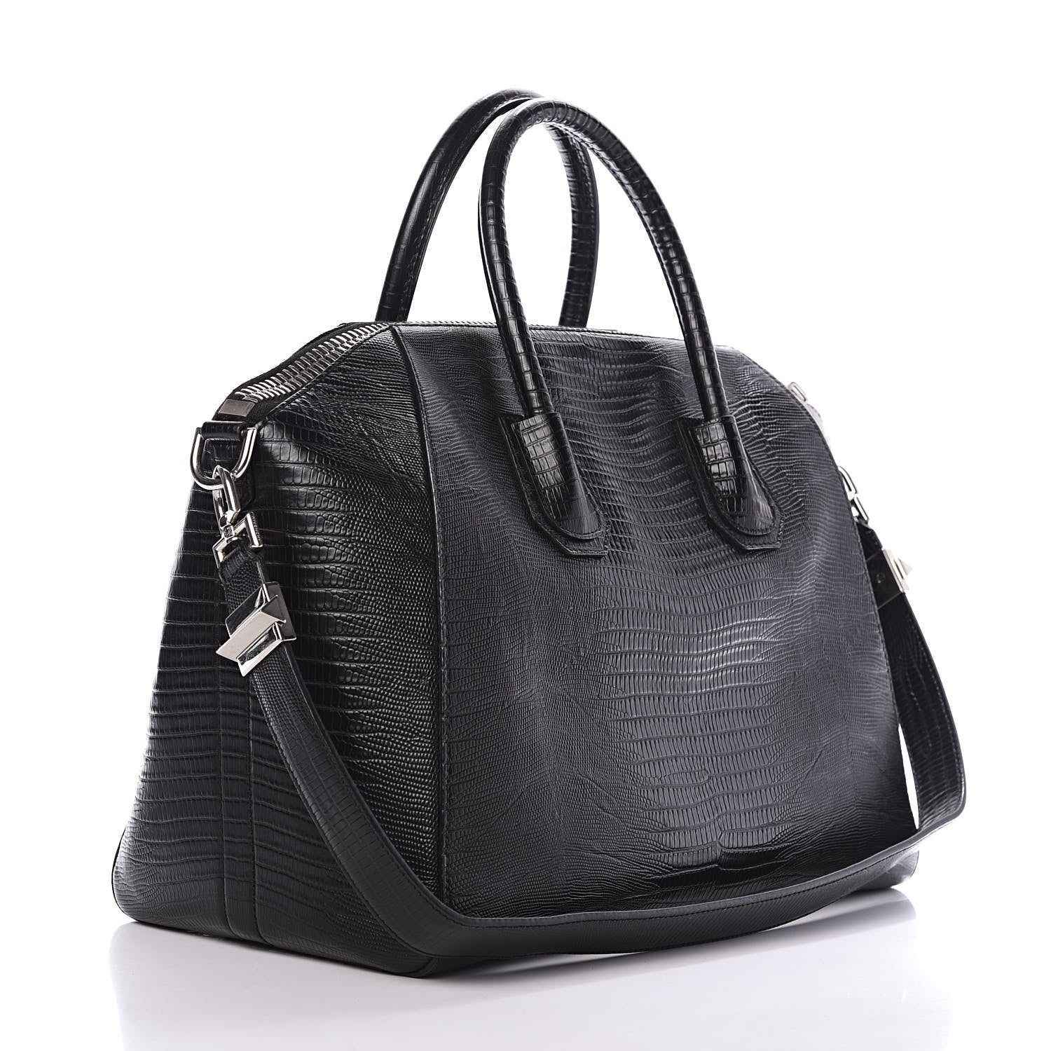 Givenchy Calfskin Lizard Embossed Medium Antigona Black 3 of 13