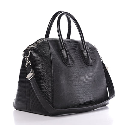 Givenchy Calfskin Lizard Embossed Medium Antigona Black 3 of 13