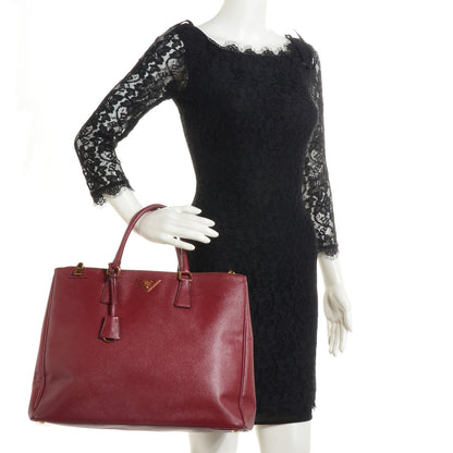 Prada Saffiano Lux Large Double Zip Tote Barolo 2 of 10
