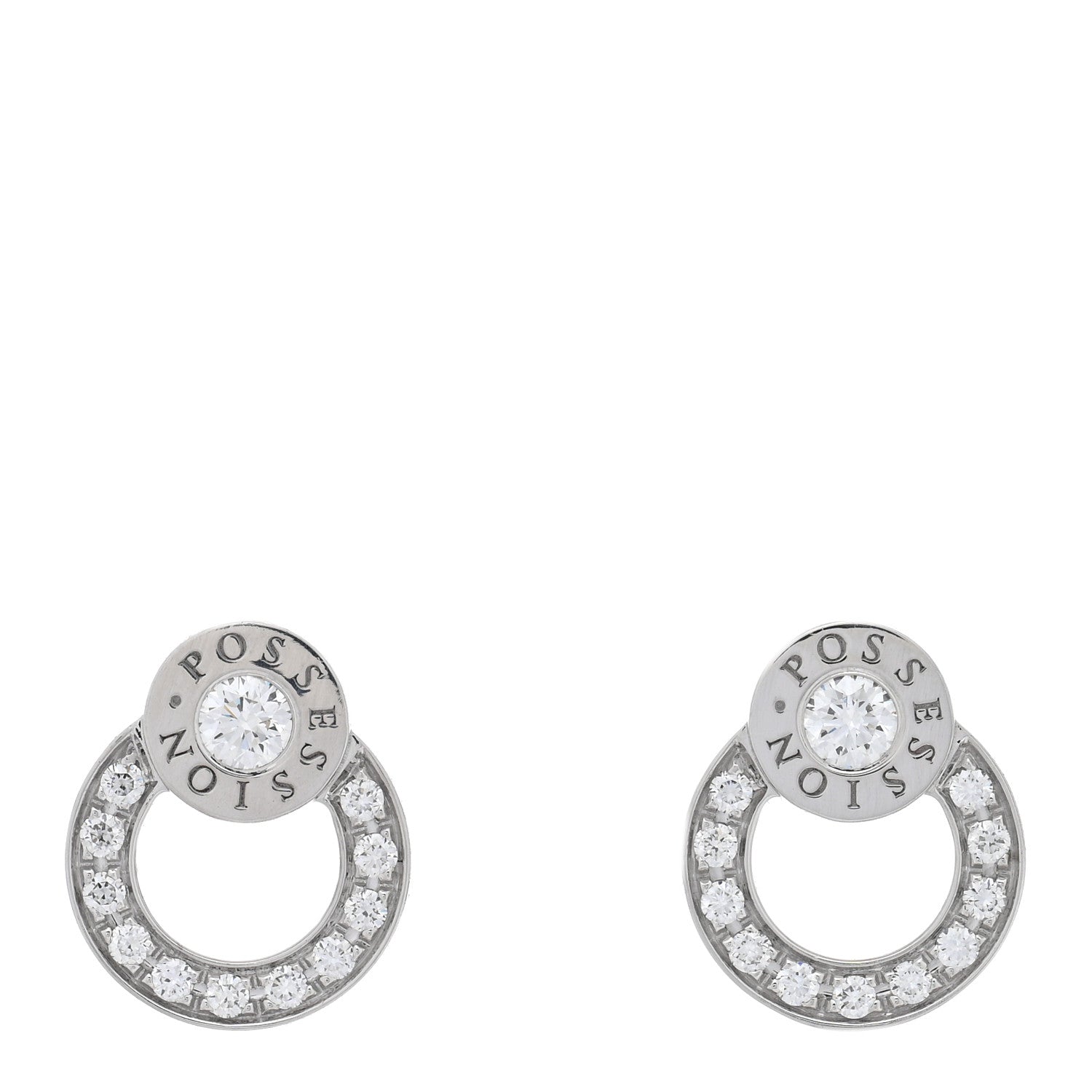 Piaget 18K White Gold Diamond Possession Round Drop Earrings 1 of 4