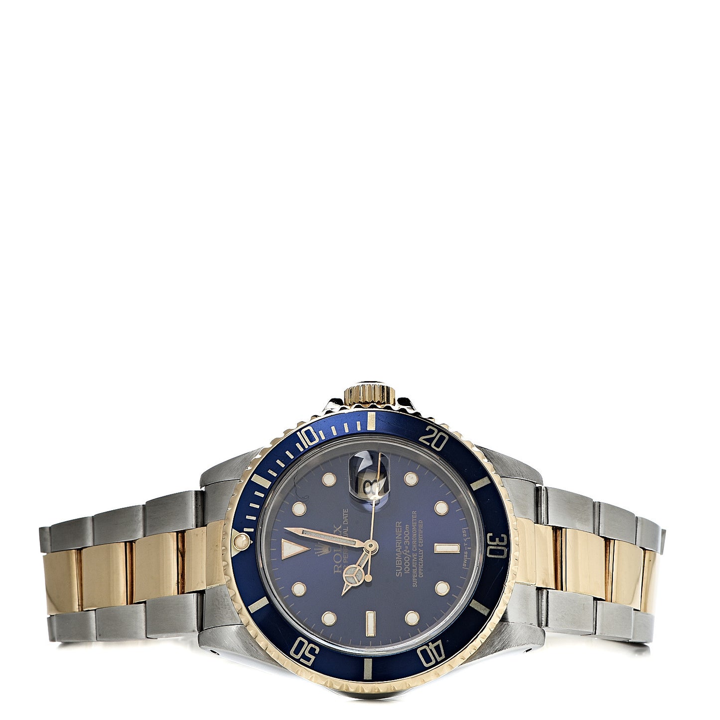 Stainless Steel 18K Yellow Gold 40mm Submariner Date Watch Royal Blue 16613