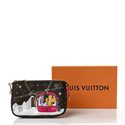 Louis Vuitton Monogram 2019 Christmas Animation Mini Courchevel Pochette Accessories Fuchsia 8 of 8