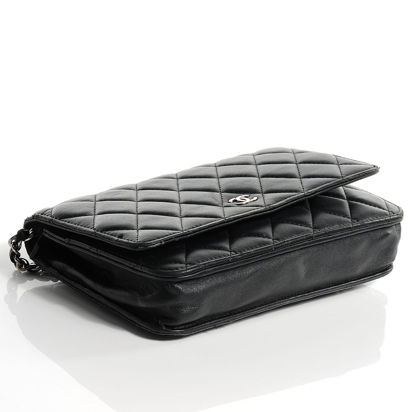 Lambskin Quilted Wallet On Chain WOC Black
