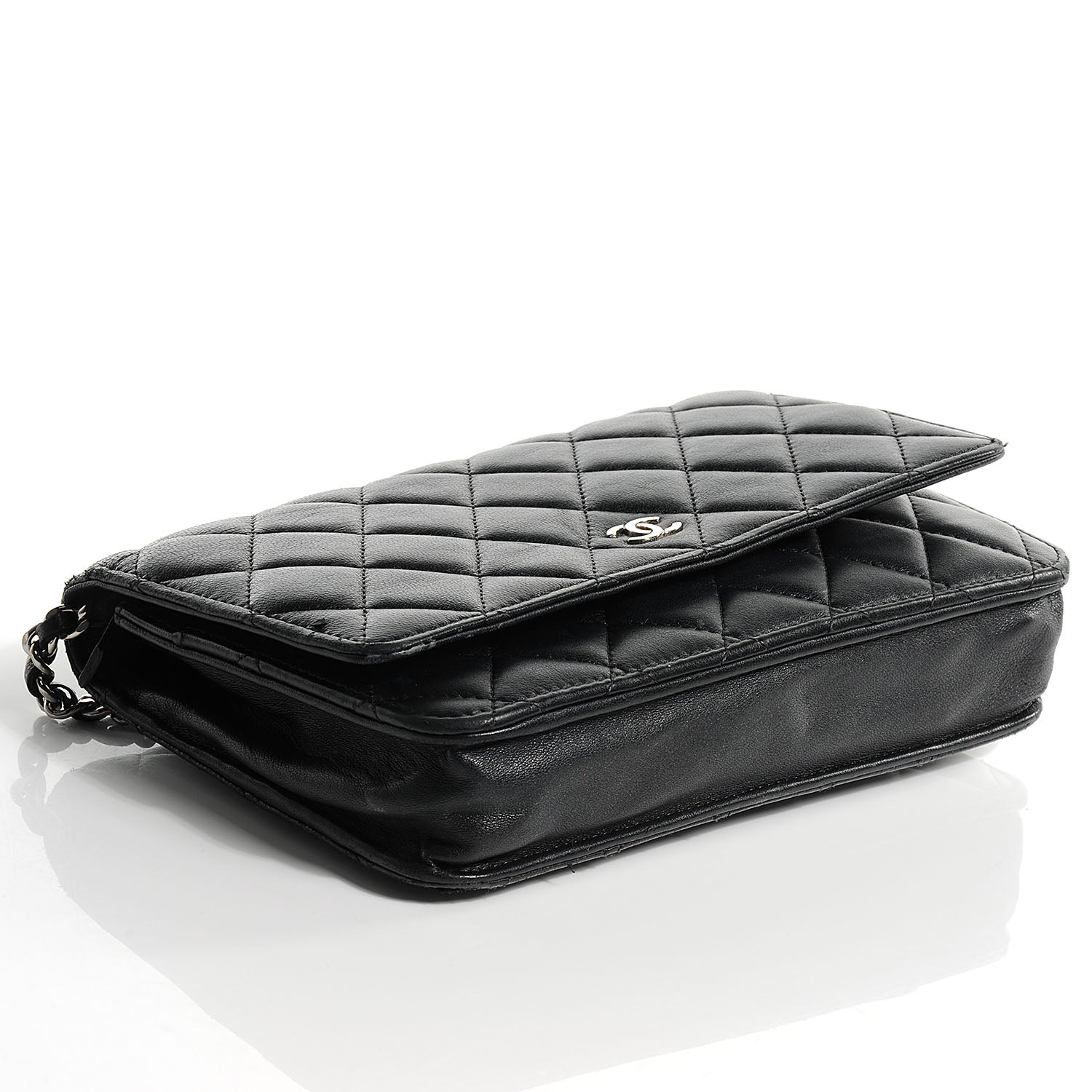 Chanel Lambskin Quilted Wallet On Chain WOC Black 4 of 8