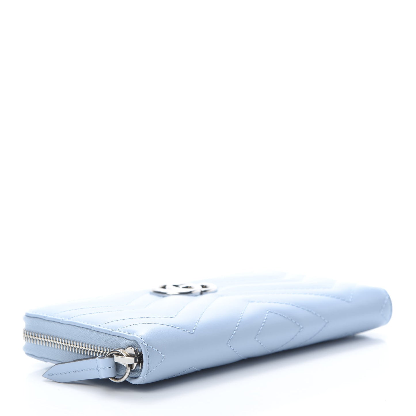 Calfskin Matelasse GG Marmont Zip Around Wallet Porcelain Light Blue