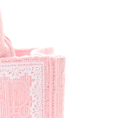 Christian Dior Cotton Toile De Jouy Oblique Embroidered Dior Medaillon Mini Book Tote With Strap Soupir Pink White 10 of 10