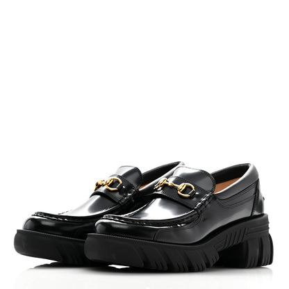 Gucci Magnum Calfskin Nappa Samoa Womens Horsebit Platform Chunky Lug Sole 40mm Loafers 40.5 Black 4 of 9