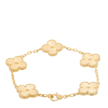 Van Cleef & Arpels 18K Yellow Gold 5 Motifs Guilloche Vintage Alhambra Bracelet 2 of 5