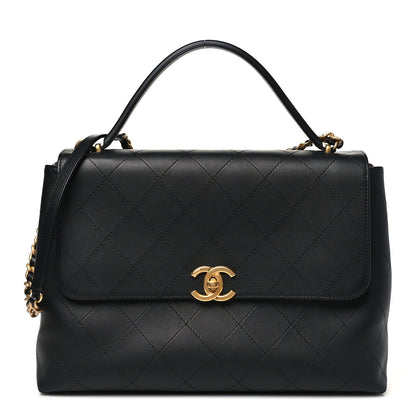 Chanel Calfskin Stitched Maxi Flap Top Handle Black 1 of 11