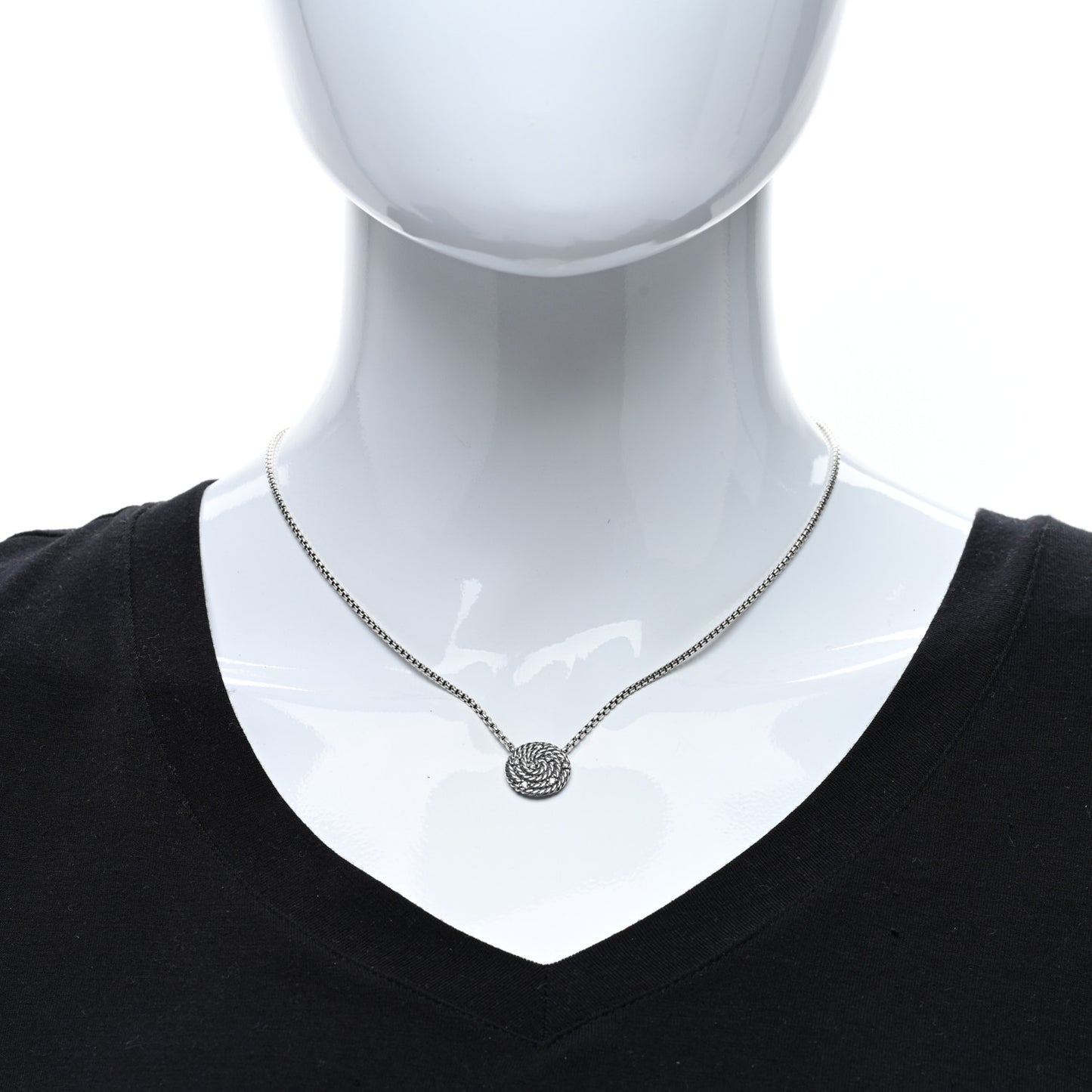 Sterling Silver Diamond Petite Cable Coil Pendant Necklace