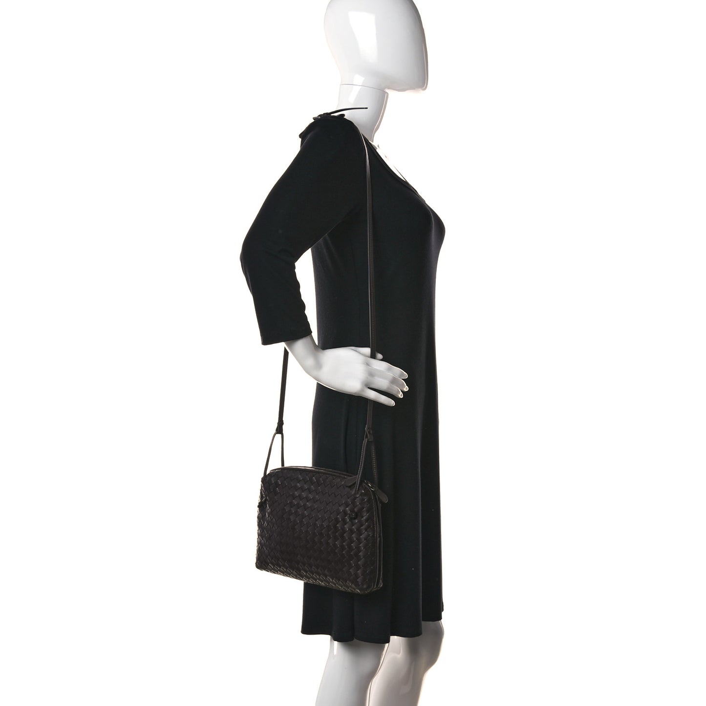 Nappa Intrecciato Nodini Crossbody Messenger Ebano