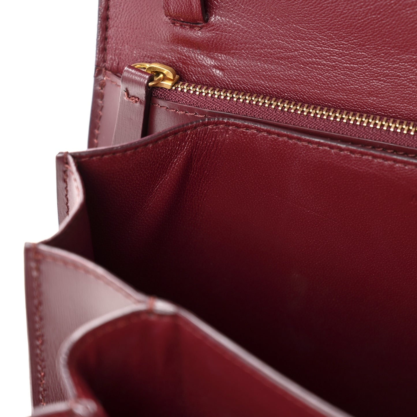 Box Calfskin Medium Classic Box Flap Bag Burgundy