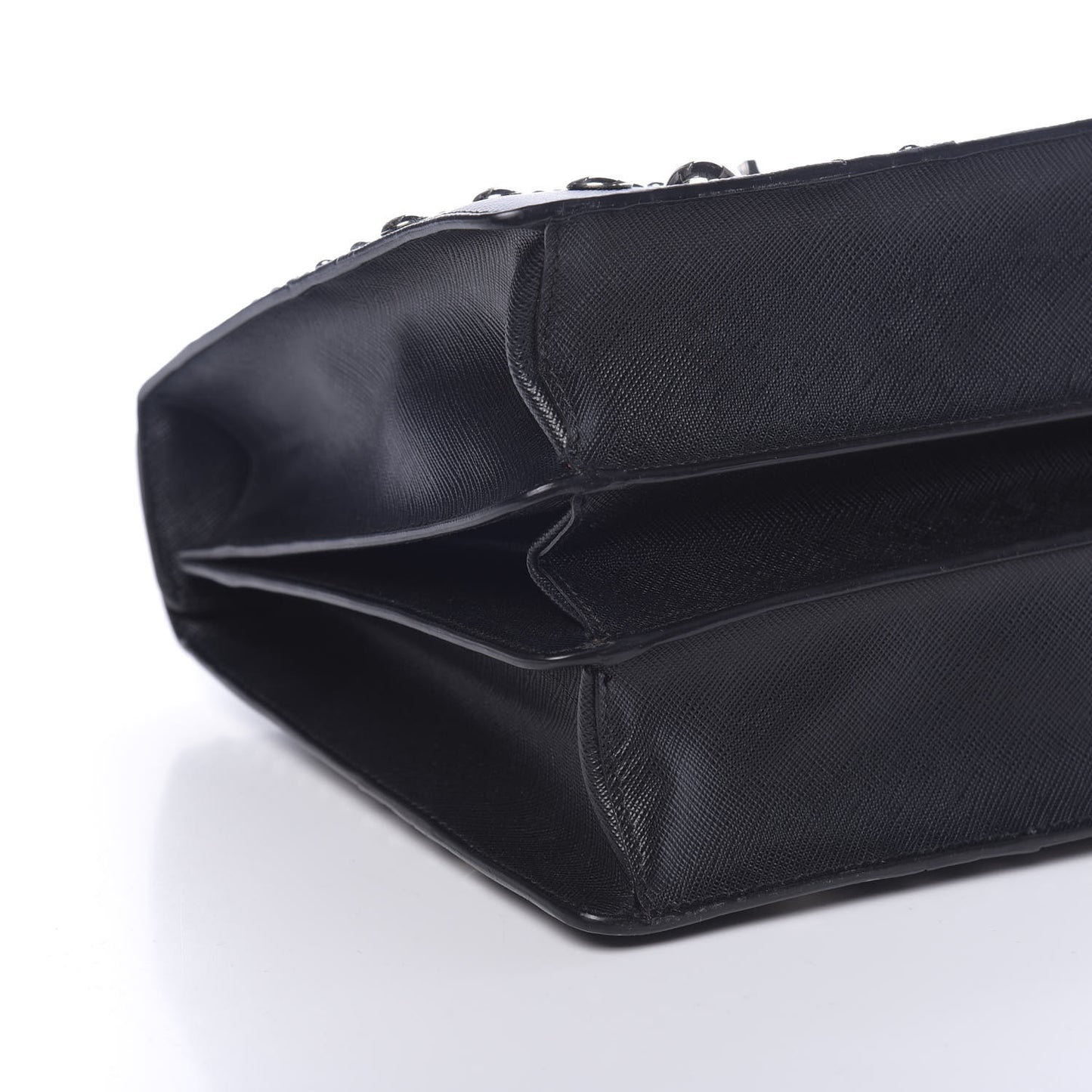 Saffiano Studded Double Zip Tote Black