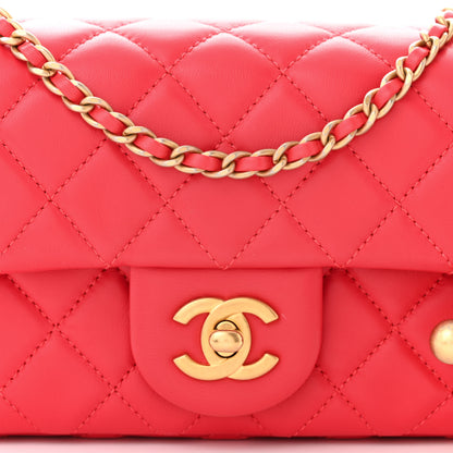 Chanel Lambskin Quilted Mini Rectangular Pearl Crush Flap Red 8 of 11