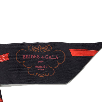 Hermes Silk Brides De Gala Twilly Noir Rouge Orange Vif 3 of 6