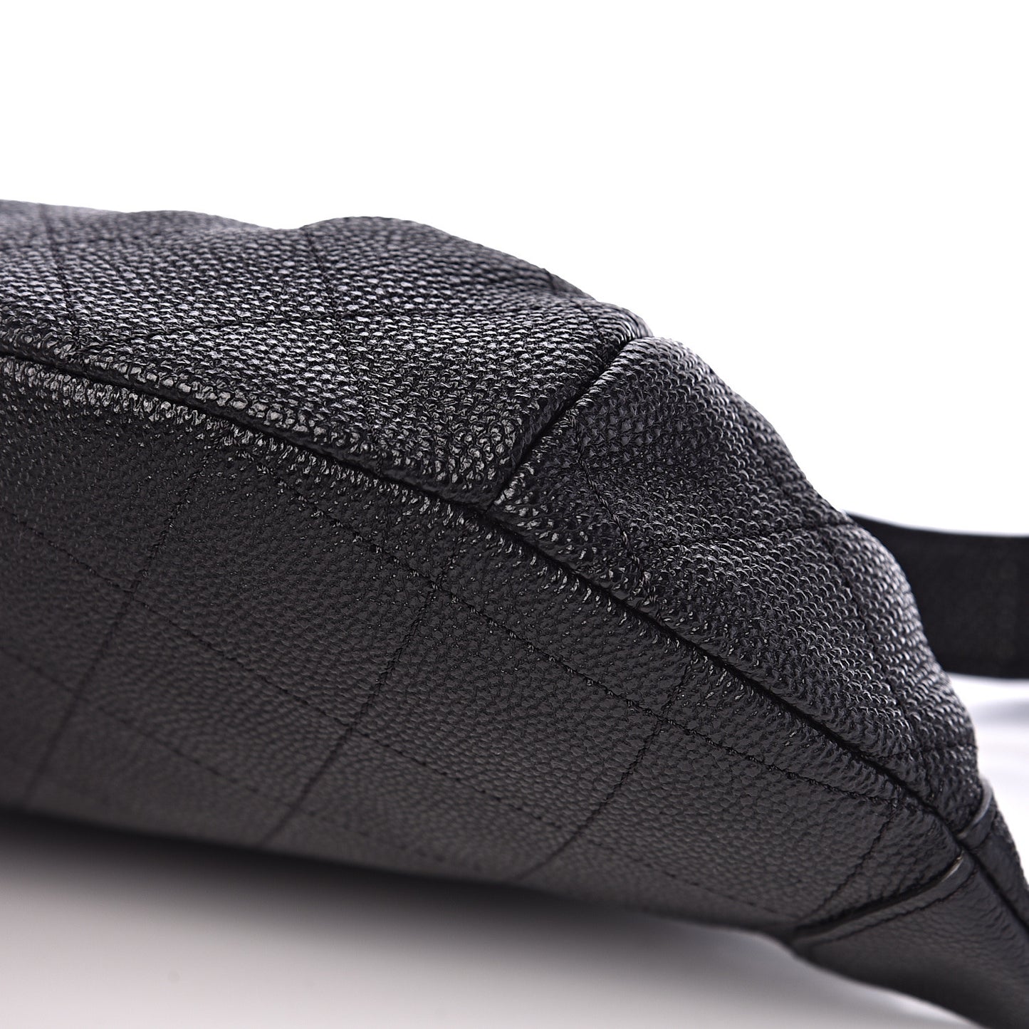 Caviar Stitched Banane Waist Bag Fanny Pack Black