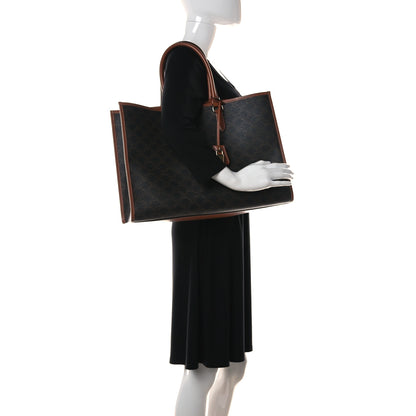 Celine Triomphe Canvas Calfskin Horizontal Cabas Tan 2 of 11