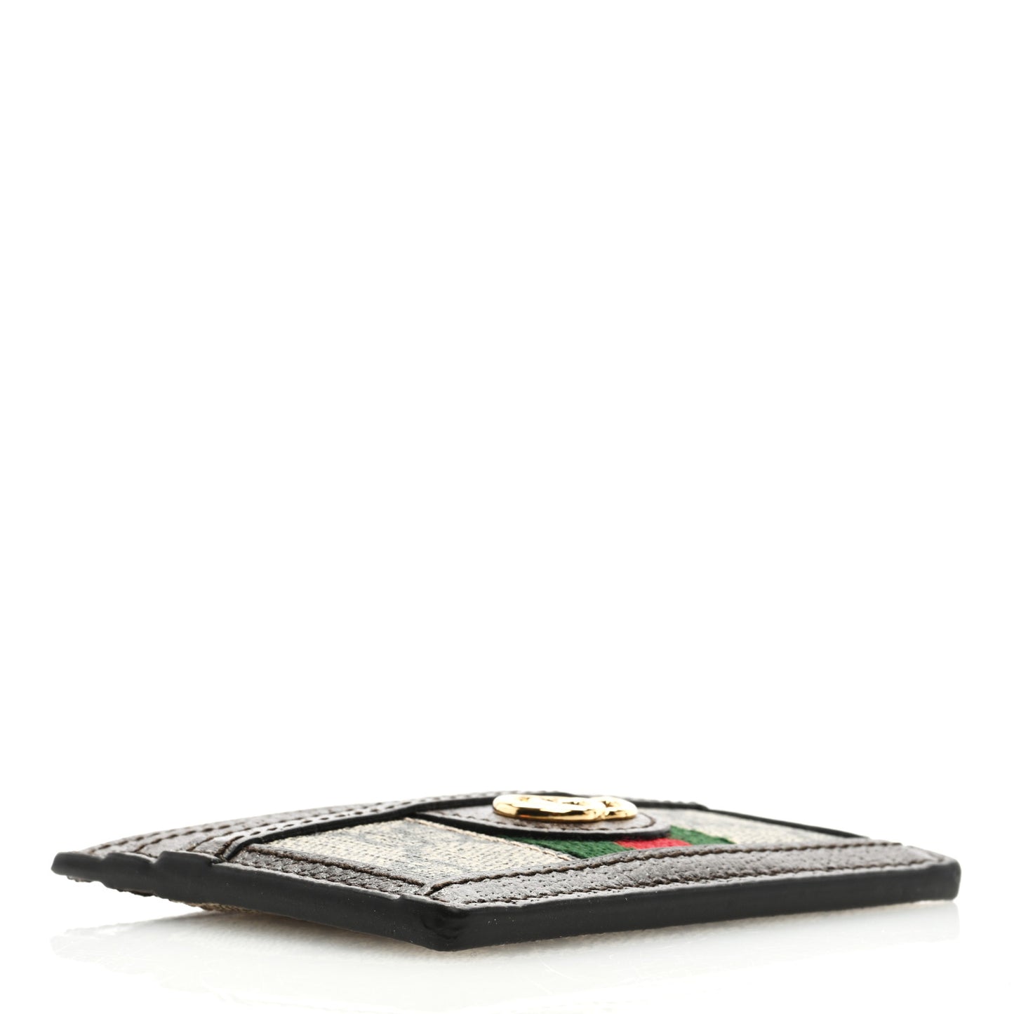 GG Supreme Monogram Textured Dollar Calfskin Ophidia Card Holder Beige Ebony New Acero