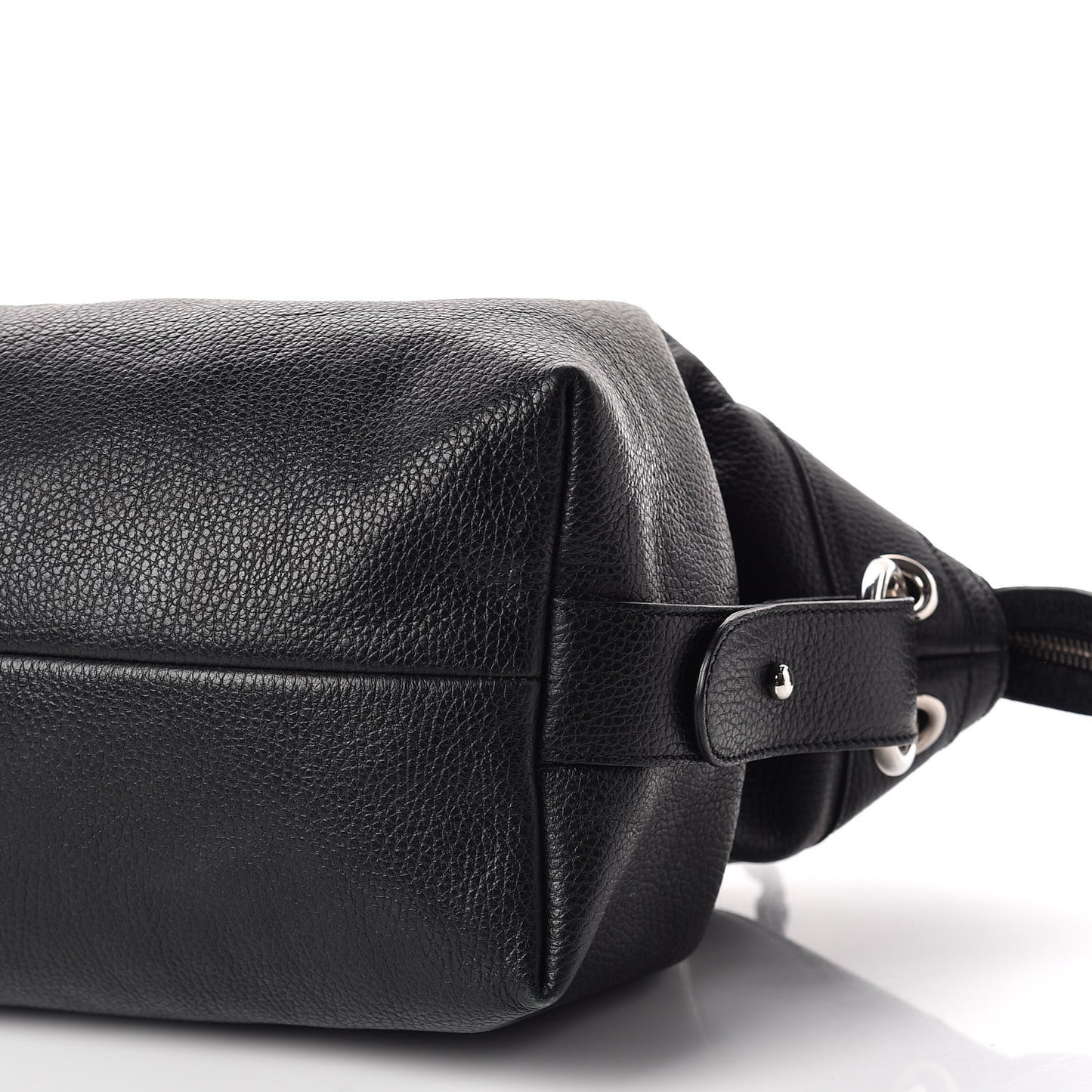 Pebbled Calfskin Large Bamboo Bar Tassel Shoulder Bag Black
