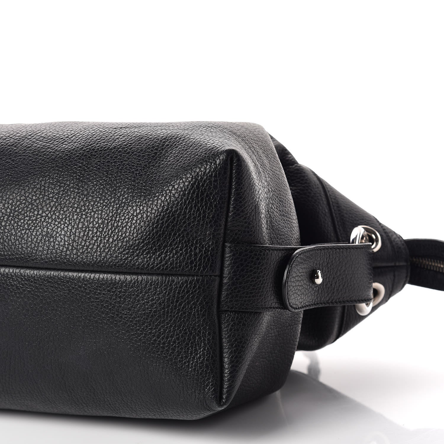 Gucci Pebbled Calfskin Large Bamboo Bar Tassel Shoulder Bag Black 6 of 9