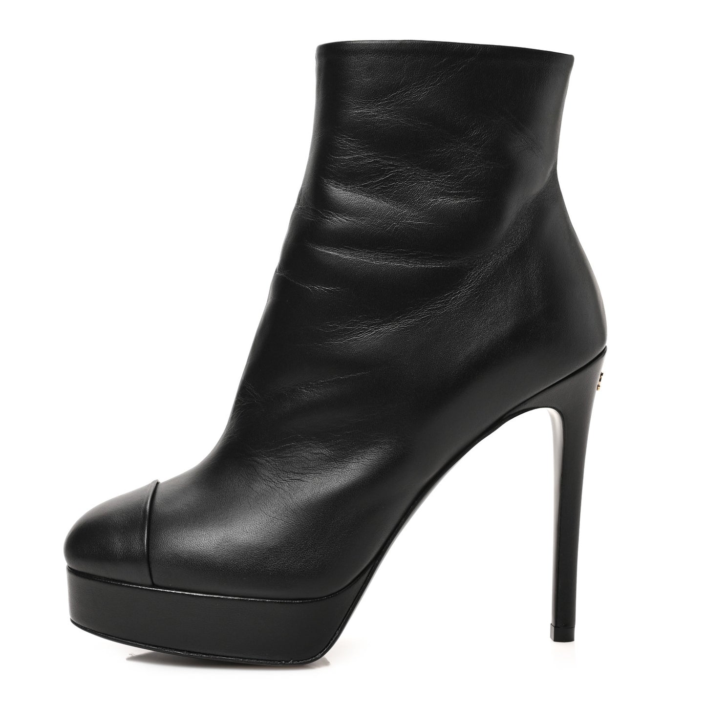 Lambskin Platform Ankle Boots 36 Black