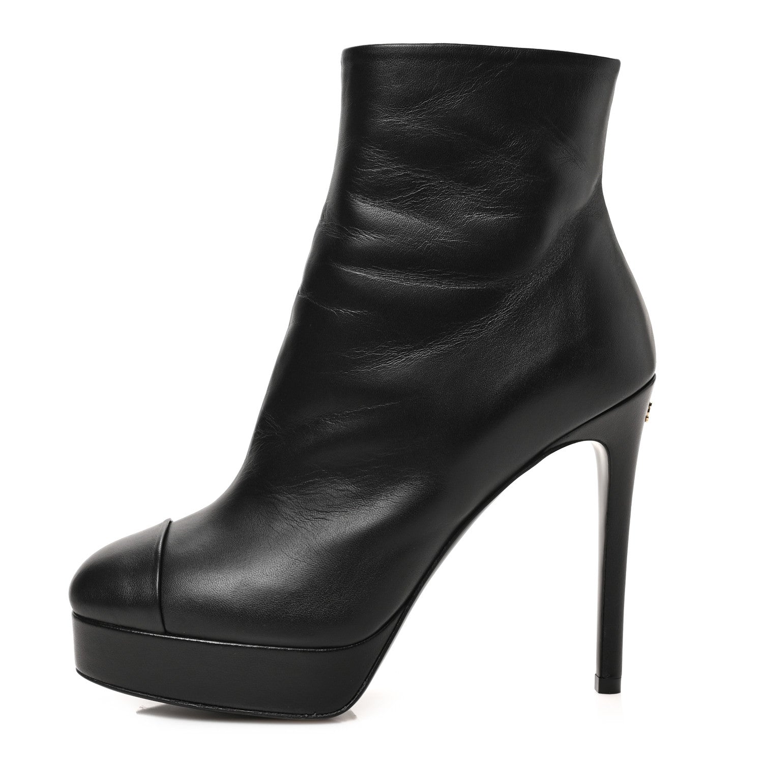 Chanel Lambskin Platform Ankle Boots 36 Black 1 of 8