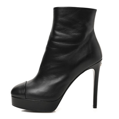 Chanel Lambskin Platform Ankle Boots 36 Black 1 of 8