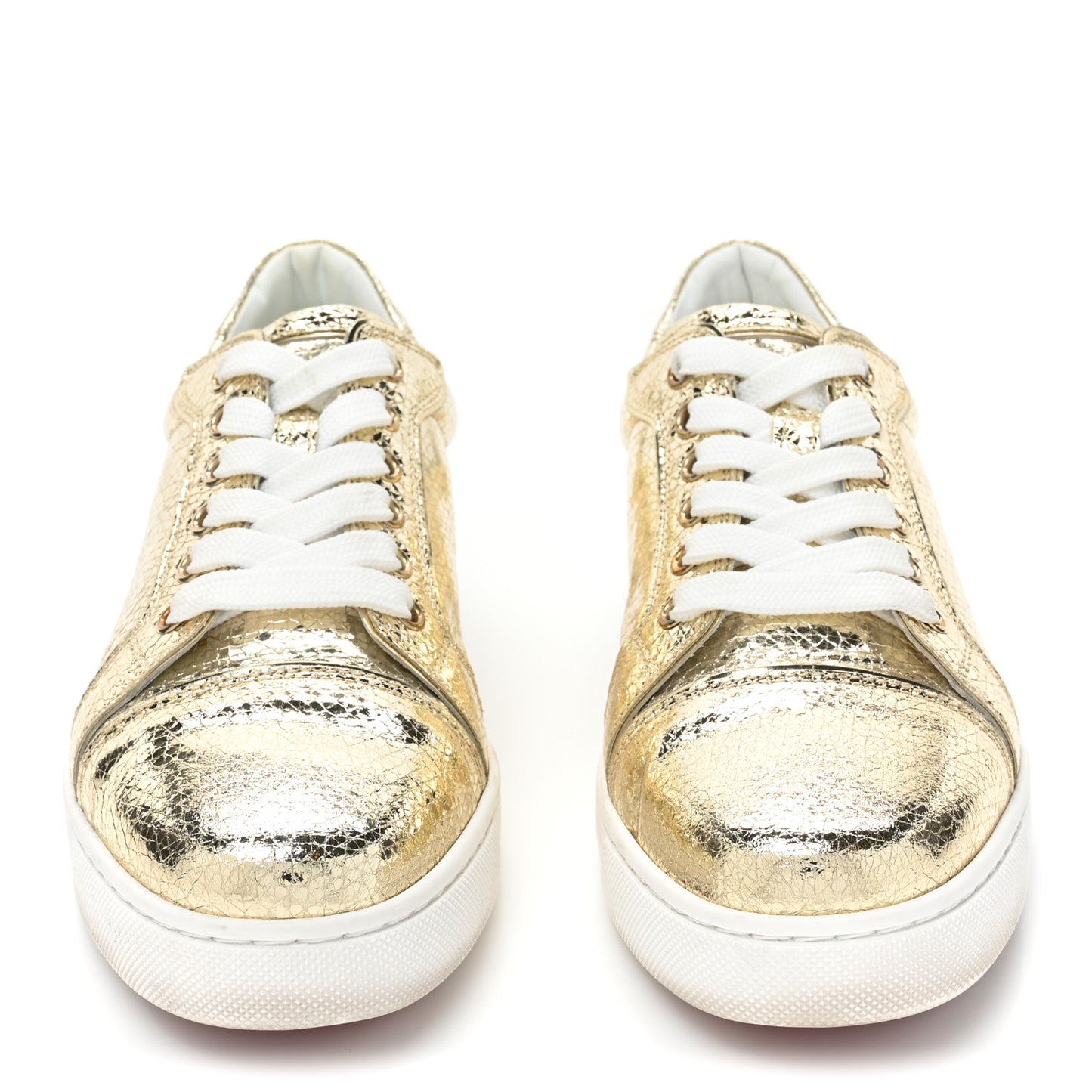 Crackled Patent Calfskin Womens Vieira Flat Sneakers 36.5 Platine