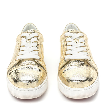 Christian Louboutin Crackled Patent Calfskin Womens Vieira Flat Sneakers 36.5 Platine 2 of 10