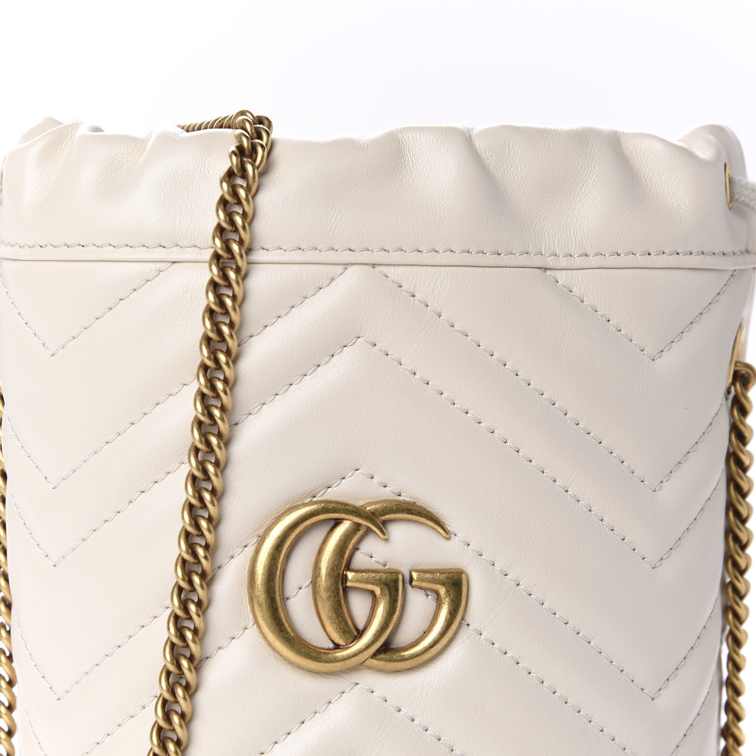 Gucci Calfskin Matelasse Mini GG Marmont 2.0 Bucket Bag White 11 of 11