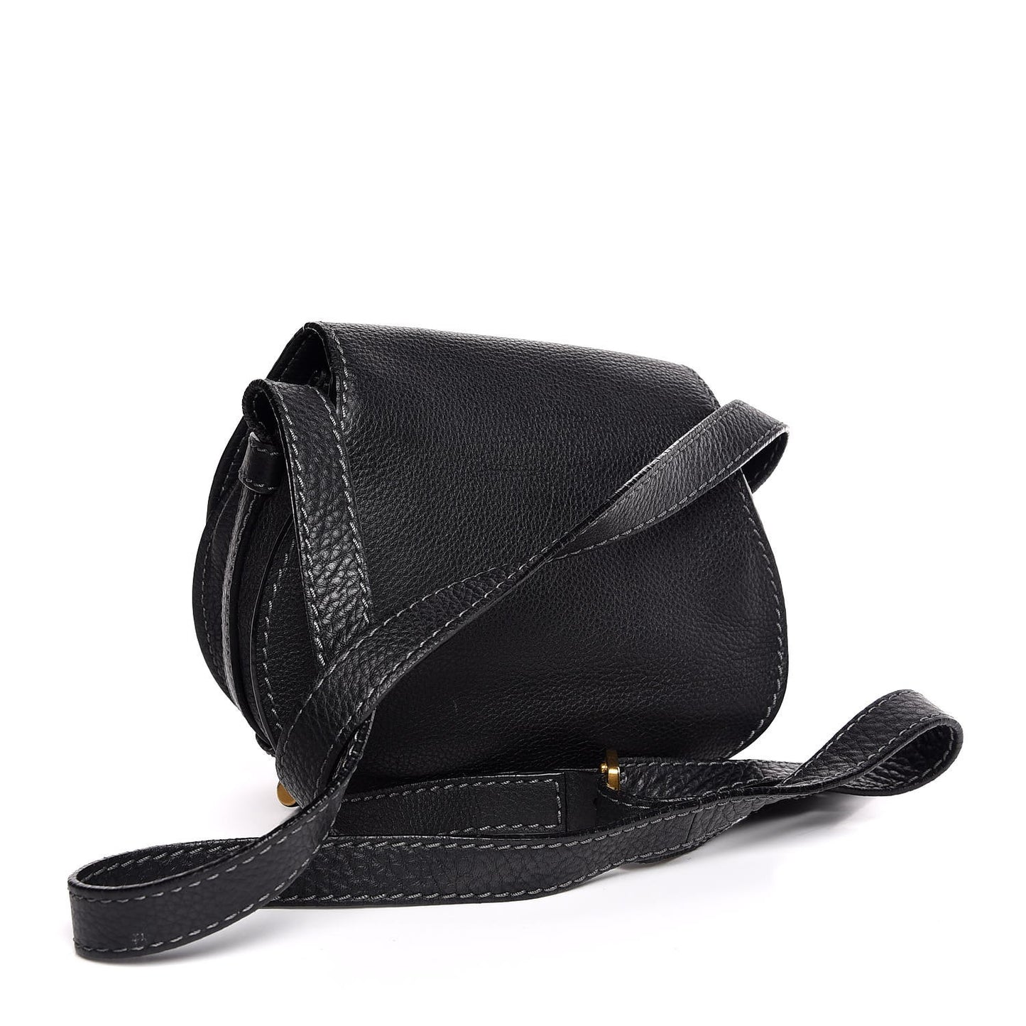 Calfskin Mini Marcie Round Crossbody Bag Black