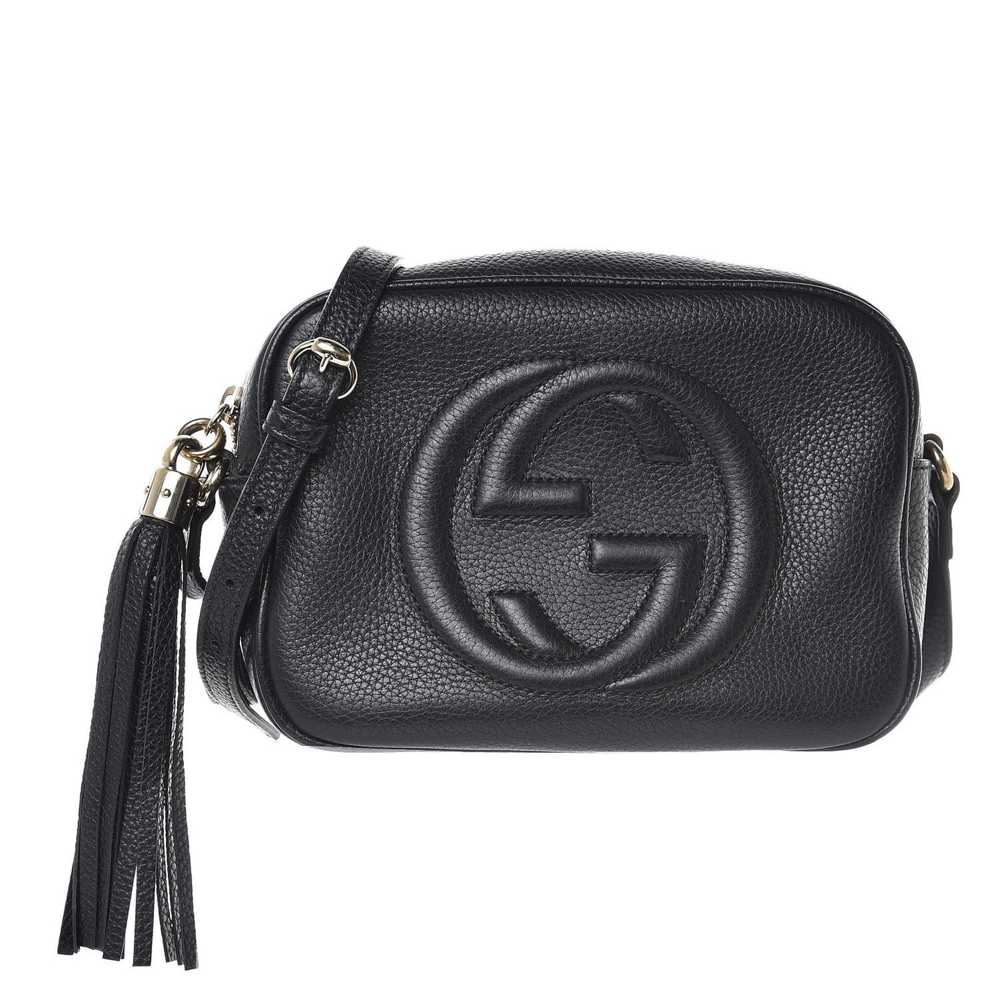 Pebbled Calfskin Small Soho Disco Bag Black