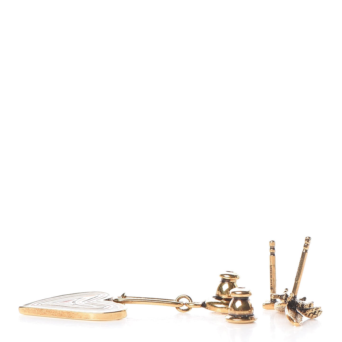 Metal Bee Heart Dangle Chain Earrings Gold Multicolor