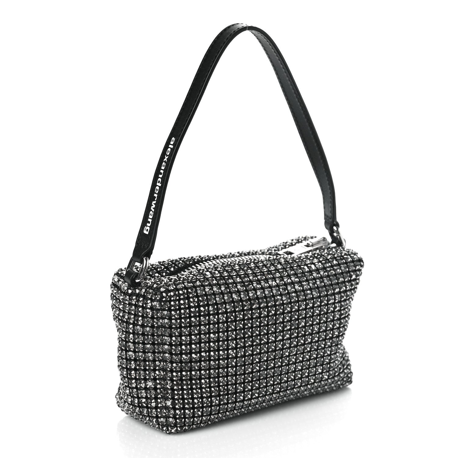 Alexander Wang Mesh Crystal Rhinestone Mini Heiress Pouch Black Silver 3 of 9