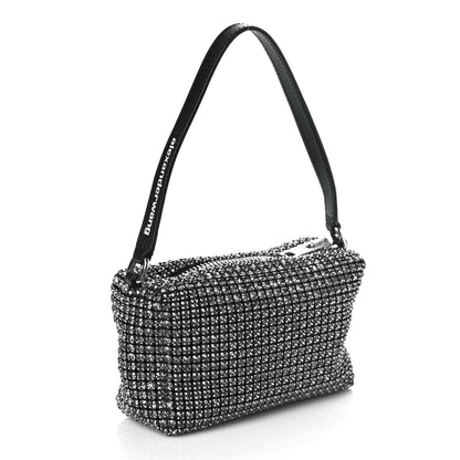 Alexander Wang Mesh Crystal Rhinestone Mini Heiress Pouch Black Silver 3 of 9