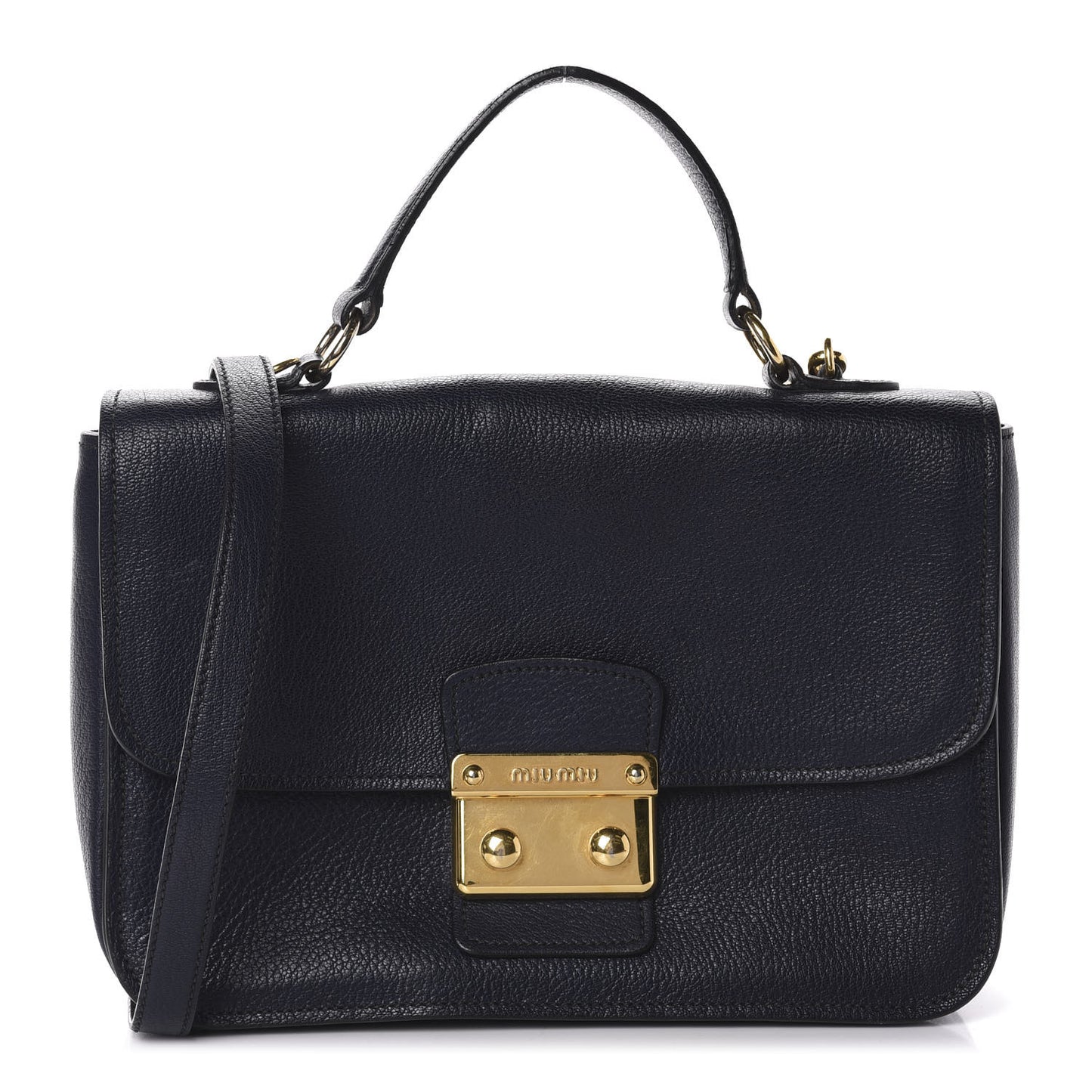 Goatskin Madras Shoulder Bag Navy