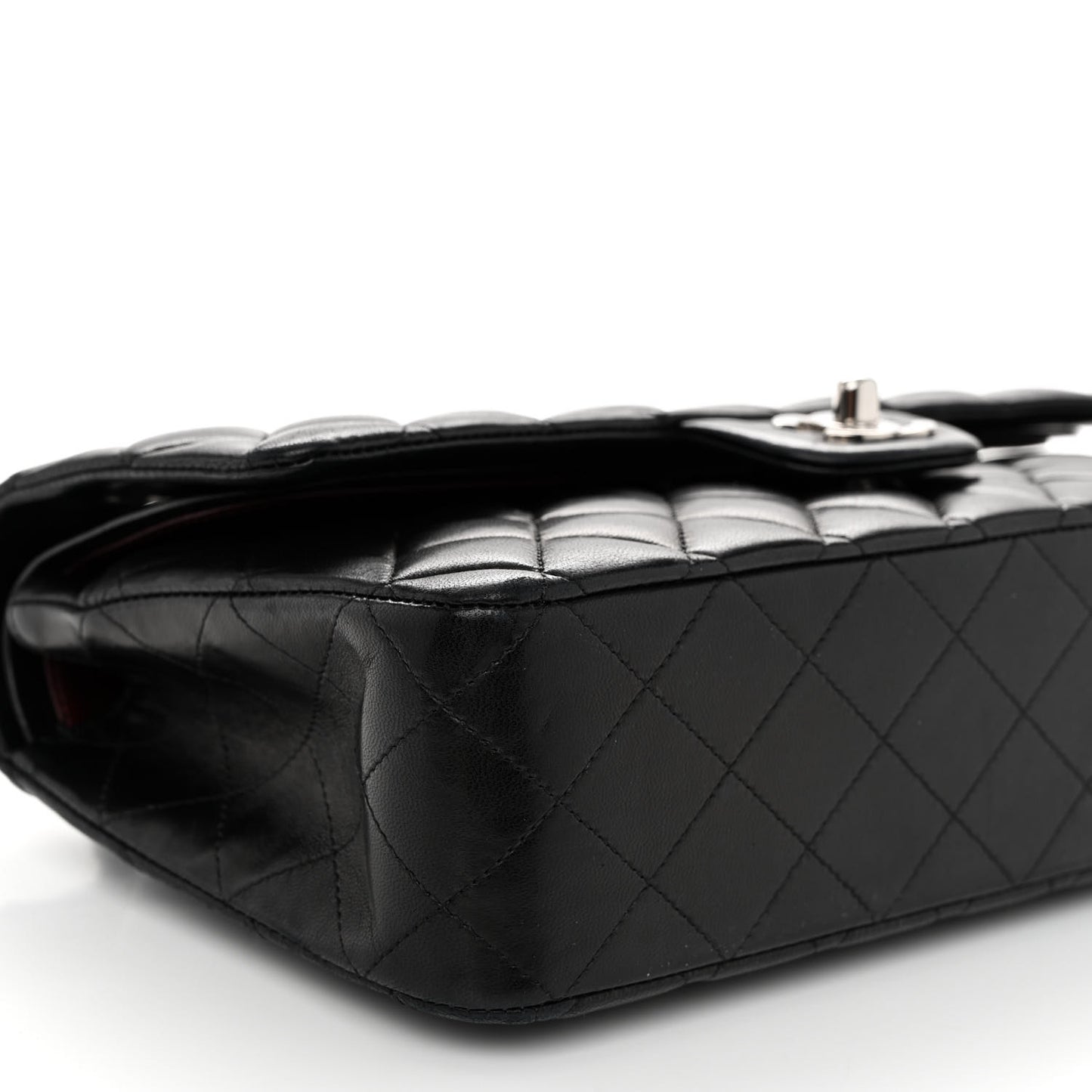 Lambskin Quilted Medium Double Flap Black