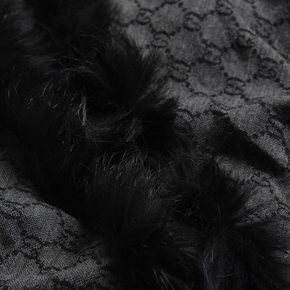 Gucci Wool Silk Fox Fur Monogram Shawl Scarf Black 8 of 8