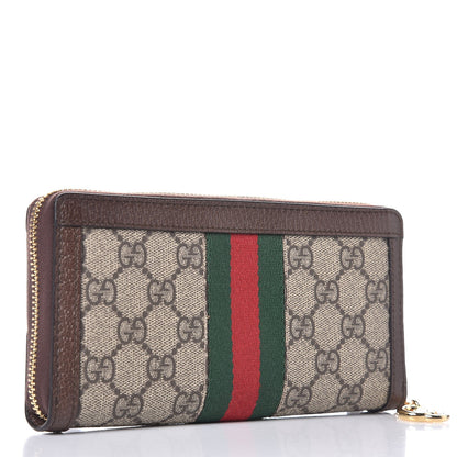 Gucci GG Supreme Monogram Web Ophidia Zip Around Wallet Brown 3 of 8