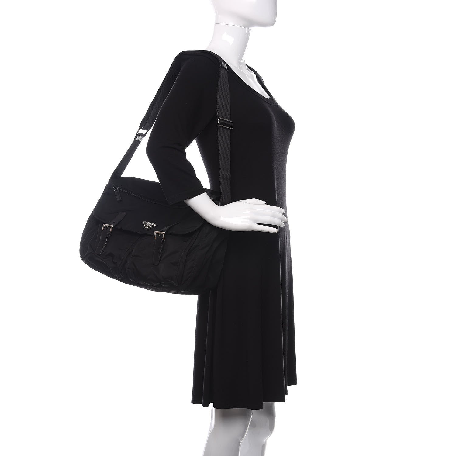Prada Nylon Vela Messenger Bag Black 2 of 9