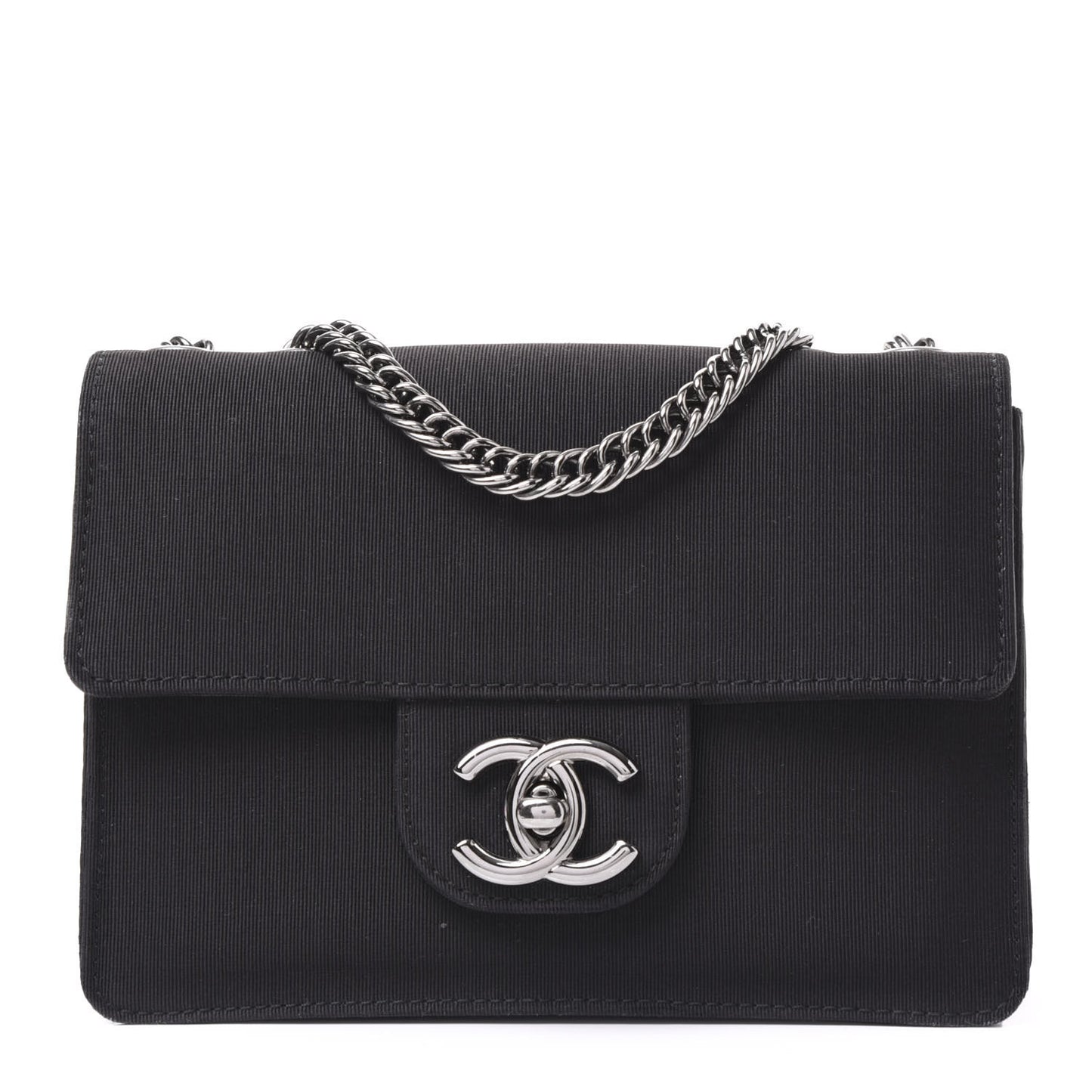Grosgrain Mini Square Flap Bijoux Chain Black