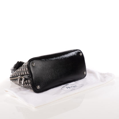 Prada Saffiano Vernice Crystal Pyramid Bag Black 4 of 9