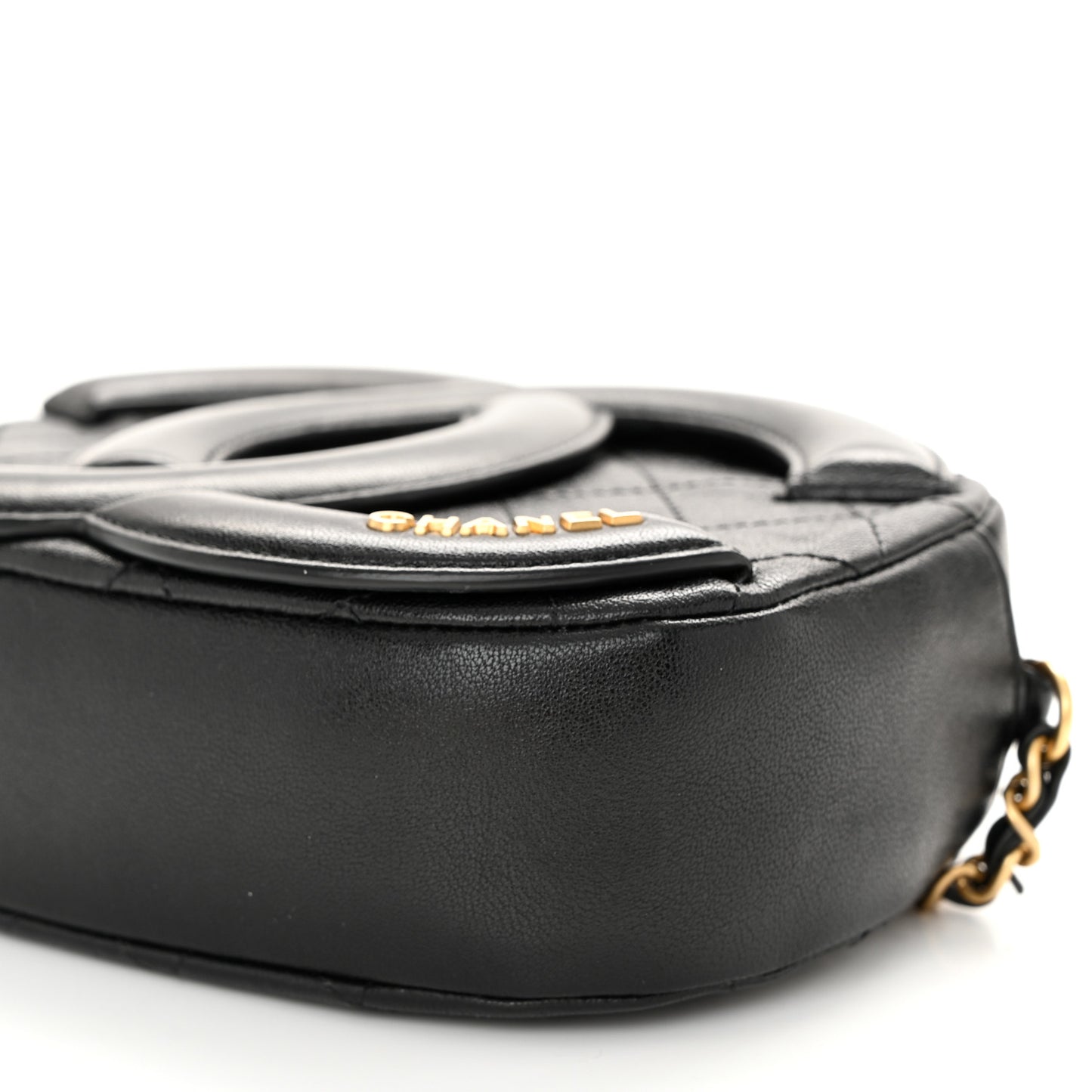 Lambskin Quilted Coco Midnight Camera Case Black