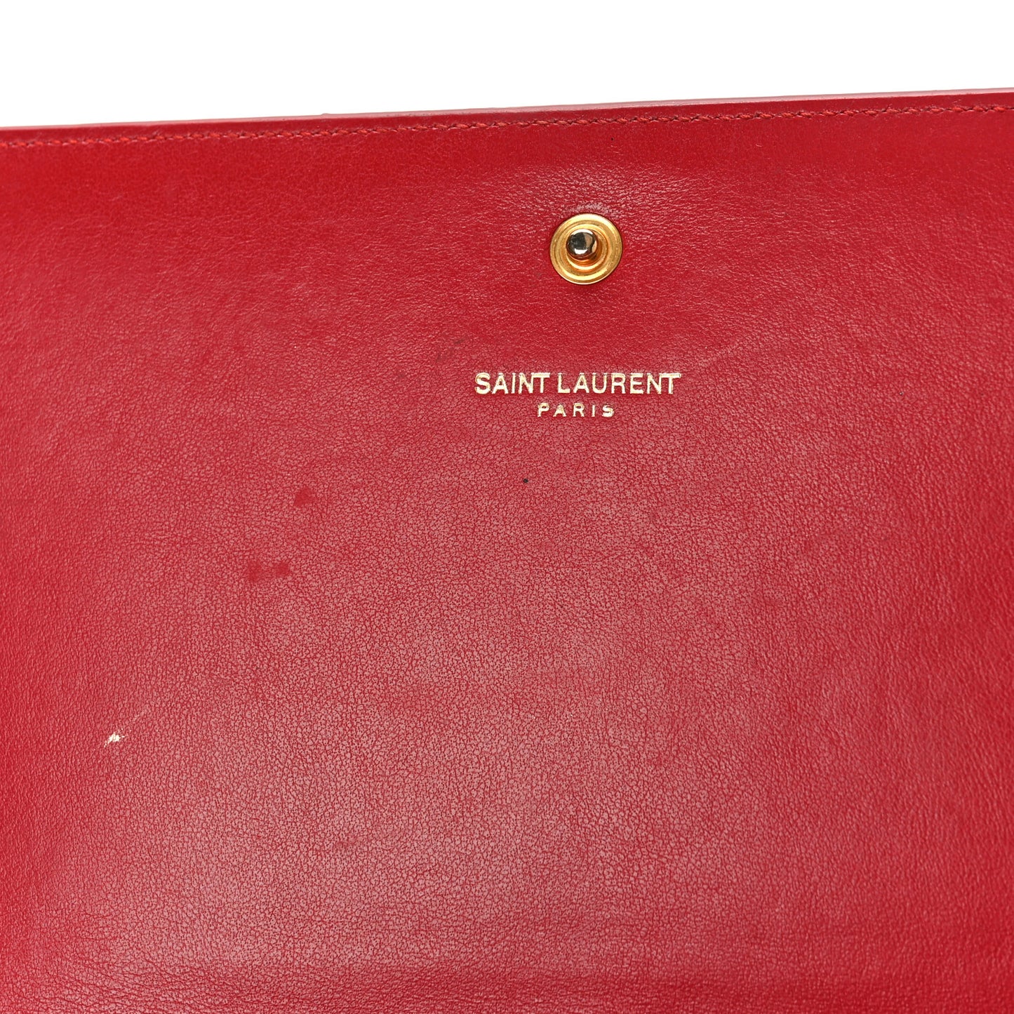 Calfskin Crocodile Embossed Monogram Chain Wallet New Lipstick Red