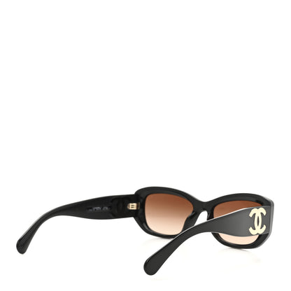 Chanel Acetate Rectangle Sunglasses 5493-A Black Brown 4 of 7