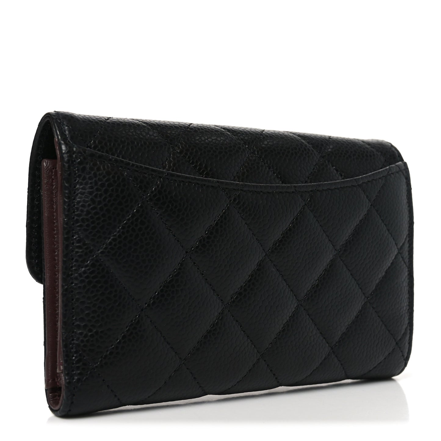 Caviar Quilted Medium Flap Wallet Black