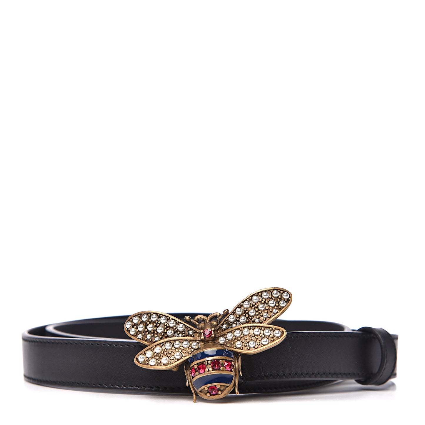 Calfskin Queen Margaret Bee Belt 85 34 Black
